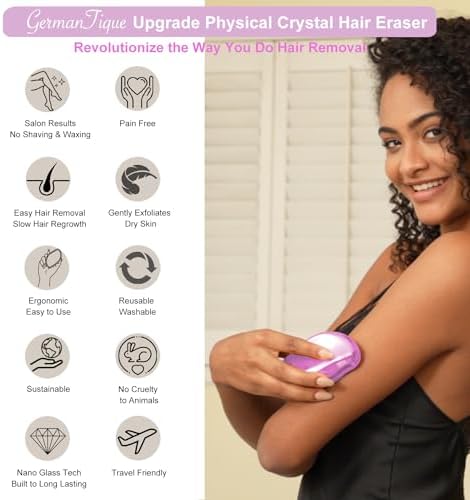 Crystal Hair Eraser,Natural Crystal Hair Remover,Reusable Painless Nano Glass Hair Removal Device Without Shaver,Gentle Crystal Epilator and Exfoliator for Soft Silky Skin(Light Pink)