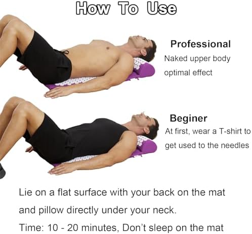 XiaoMaGe Acupressure Mat and Pillow Set with Bag - Large Size 28.7 X 16.5 inch Acupuncture Mat for Neck & Back Pain, Muscle Relaxation Stress Relief, Sciatica Pain Relief Pillow (Purple)