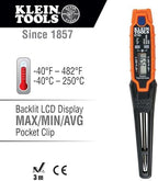 Klein Tools ET05 Digital Pocket Thermometer, HVAC Instant Read Thermometer with Backlit Display, Wide Measurement Range, Fahrenheit and Celsius