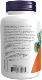 NOW Foods Supplements, Potassium Citrate 99 mg, Supports Electrolyte Balance and Normal pH*, Essential Mineral, 180 veg Capsules