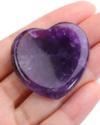 CrystalTears Amethyst Worry Stone for Anxiety Healing Crystals Heart Thumb Worry Stones Polished Pocket Heart Stones for Meditation Stress Anxiety Relief Items Gifts for Women Men