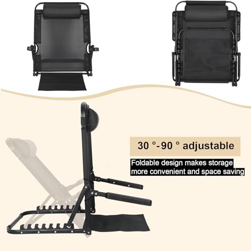 GlikCeil Adjustable Lifting Bed Backrest with Armrest Large Folding Bed Rest Sitting up Multifunction Portable Backrest Support with Pillow for Neck Head Lumbar Elderly Patient Read Eat
