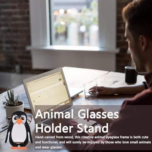 Handmade Animal Glasses Holder Stand Penguin and Sloth Eyeglass Stands, Wood Sunglasses Display Rack, Creative Home Office Desk Decor Organizer (Sloth+Penguin)