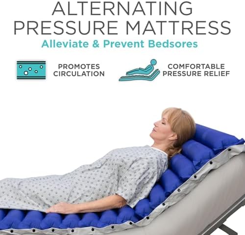 Vive 5" Alternating Pressure Mattress - Air Topper Pad for Bed Sore, Ulcer Prevention, Bedridden Treatment - Inflatable, Quiet Alternative Cover - Fits Hospital Bed - Includes Electric Pump System