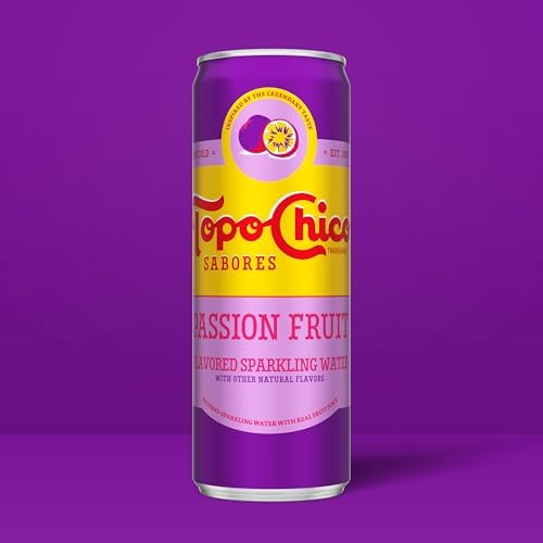 Topo Chico Sabores Passionfruit Flavored Sparkling Water, 12 fl oz, 8 Pack