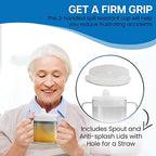 Special Supplies Independence 2-Handle Plastic Mug with 2 Style Lids, Lightweight Drinking Cup with Easy-to-Grasp Handles for Hot and Cold Beverages, Spill-Resistant Adult Sippy Cup (2-Pack)
