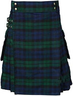 Tartan Utility Kilts for Men Tartan Kilt with Straps and Large Cargo Pockets