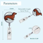 Brown Dachshund Dog Badge Reel - Cute Retractable ID Holder for Nurses, Medical Staff, Teachers & Students - 2 Pcs