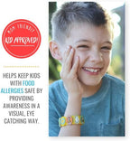 Food Allergy Bracelets for Kids – Bright, Fun Medical Charm Kit: Yellow Silicone Bracelet, Multiple Food Allergy Charms: Peanut, Nut, Dairy, Egg, Wheat & Epi Pen Charm, Medical Alert Bracelet for Kids