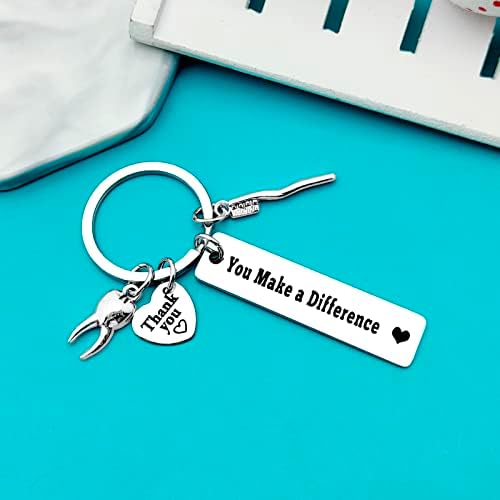 Xiahuyu Dentist Keychain Dentist Appreciation Gifts You Make A Difference Keychain for Dental Hygienist Dental Assistant Gift Dentist Graduation Gift Christmas Birthday Thank You Gift for Dentist