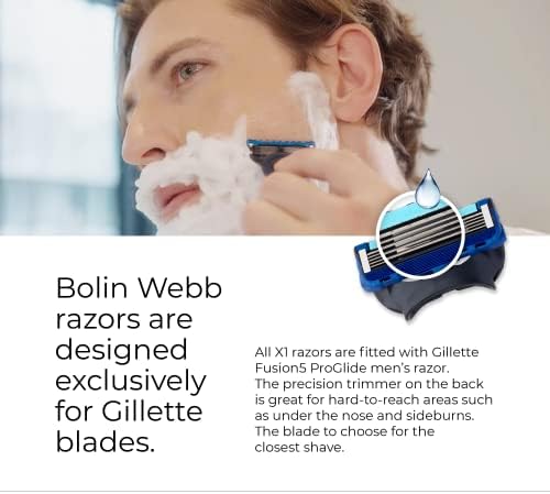 Bolin Webb Handle with Razor Stand and Waterproof Travel Case in Red. Fitted with Gillette Fusion5 Blade Cartridge. Made in England. Style is X1 (RED)