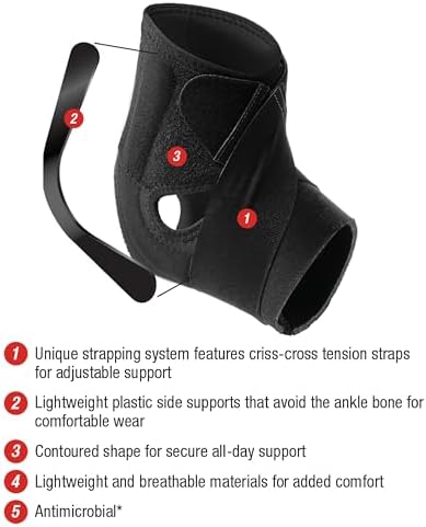 MUELLER Sports Medicine Comfort Flex Ankle Stabilizer, Ankle Pain Relief Support for Men and Women, Ideal for Sprains, Strains, Arthritis, Black, One Size