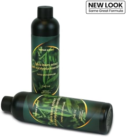 Sedum Natural Herbal Extract for Sauna, Massage, Broom Soaking - Sauna Infusion with Salvia Leaves Extract with Eucalyptus Essential Oil, Honey and Iodine Salt - 240ml