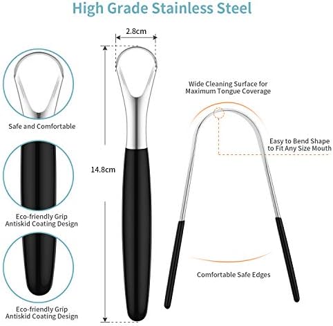 4 Pieces Tongue Scrapers, Reduce Bad Breath Cleaning Tongue Brushes Stainless Steel Oral Tongue Brushes Beauty Tools