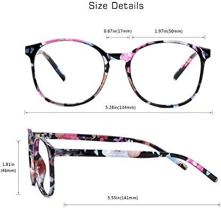 VisionGlobal Blue Light Blocking Glasses for Women Men, Oval Frame Computer Reading Glasses(Floral,+2.50 Magnification)