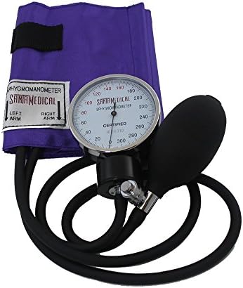 Santamedical Adult Deluxe Aneroid Sphygmomanometer with Stethoscope - Blood Pressure Cuff Durable and Carrying Case - Manual Blood Pressure Cuff Purple