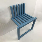 Folding Chair Wall-Mounted Invisible Shoe-Changing Stool Made of Solid Wood Wall Seat Folding with Support Legs Saving Space Suitable for Various Occasions Blue