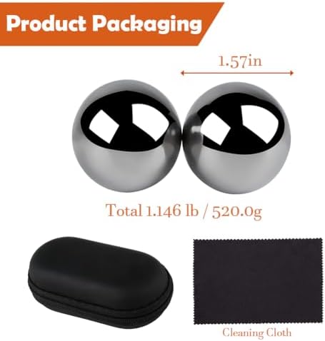 Chinese Baoding Balls for Hand Therapy: 1.57 Inch 1.146lb Meditation Balls for Exercise Stress Balls