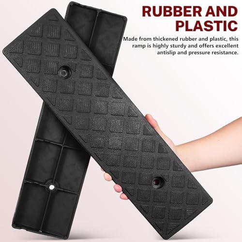 Didiseaon 2pcs Black 3cm Height Threshold Ramps for Driveway and Curb, Heavy-Duty Small Slope Ramps for Cars, Motorcycles, Wheelchairs, and Bikes, Portable Mobility and Vehicle Access Aid