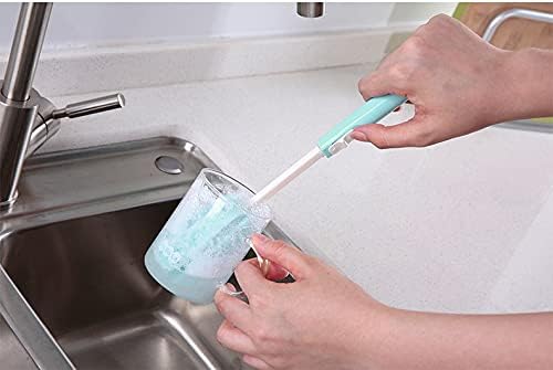 3 Pcs Bottles Dishwashing Foam Sponge Brush with Adjustable Long Handle For Coffee Glasses Pot Milk Cup Mugs Wine Bottle Baby Bottles Kitchen Clean(Color Random)