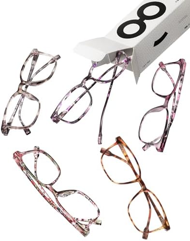 JOLISU 5-Pack Ultra-Light Slim Frames Reading Glasses for Women - Readers for Women, Spring Hinges and Blue Light Protection