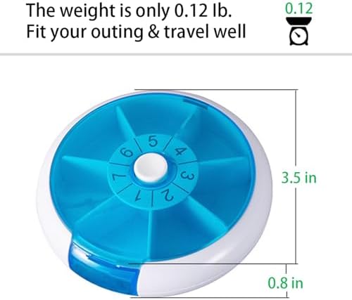 Weekly Medicine Pill Organizer - 7 Day Round Pill Box with Rotary Design, Daily Compartment for Vitamins & Medication, Compact Pill Case for Purse,Portable Travel Essentials for Pills & Supplements