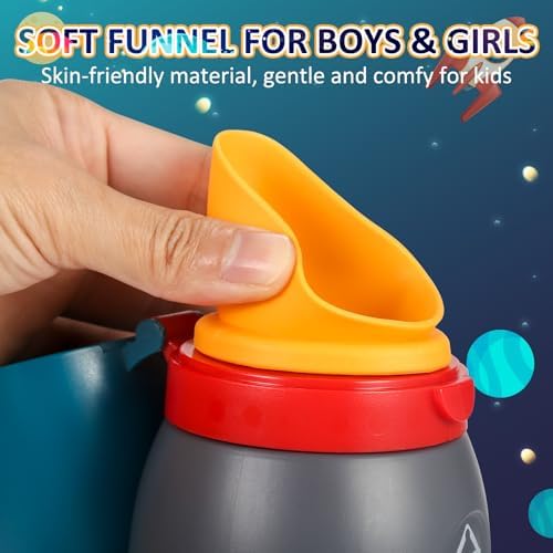 ONEDONE Portable Urinal for Kids Rocket Pee Cup for Kids Emergency Urinal for Toddlers Boys Girls 12.5 OZ Small Pee Bottle for Kid Child Camping Car Travel Potty Training Baby Urinal Teal