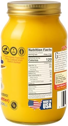 Rani Ghee Pure & Natural from Grass Fed Cows (Clarified Butter) 32oz(2lbs) 908g ~ Glass Jar | Paleo Friendly | Keto Friendly | Gluten Free | Kosher | Product of USA