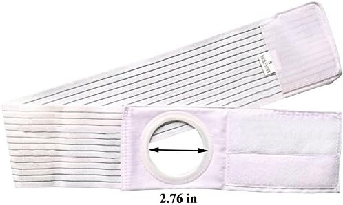 Ostomy Support Belt Hernia Abdominal Binder Stoma Band for Colostomy Patients Prevent Parastomal Hernia 2.76 inch Hole White (L)
