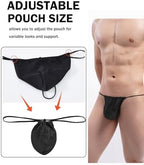 ZONBAILON Men's Thong Underwear G String Adjustable Bulge Pouch Seamless Sexy Swimwear Panties 1 or 3 Pack