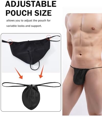 ZONBAILON Men's Thong Underwear G String Adjustable Bulge Pouch Seamless Sexy Swimwear Panties 1 or 3 Pack