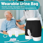 Wearable Urine Bag Incontinence Pants for Men, Reusable Portable Urine Collection Bag with Urinary Catheter, Leak Proof Leg Pee Bag with Elastic Waistband for Men Elderly Bedridden, Black (L)