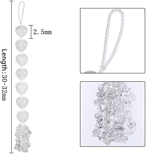 Love Heart Crystal Stone Hanging Ornament for Window, Car, Door, Wall Home Decor, Reiki Meditation Tool, Rock Crystal