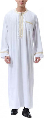 Muslim Robe for Men Arab Long Sleeve Kaftan Islamic Arabic Abaya Thobe Ramadan Middle East Islamic Cloth Shirt Gown