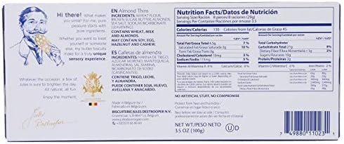 Jules Destrooper Almond Thins - Caramelized Almond Cookies, Certified Kosher Dairy, Non-GMO, Authentic Biscuits Made in Belgium - 3.5 Oz, Pack of 12