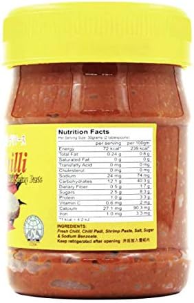 Taho Blachan Chili with Shrimp Paste, 180g, 1 Bottle [Air Flown from Singapore Directly], 6.3 Oz