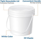 10 PCS White Plastic Bucket with Handle and Lid 0.5 Gallon/2L Food Storage Bucket Containers All Purpose Stackable Pail for Multipurpose Paint Water Art Crafts Projects Garage Organization