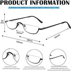 Viseng Half Frame Reading Glasses for Women Men Slim Half Moon Lens Readers Metal Semi Rimless eyewear Blue+Black+3.0