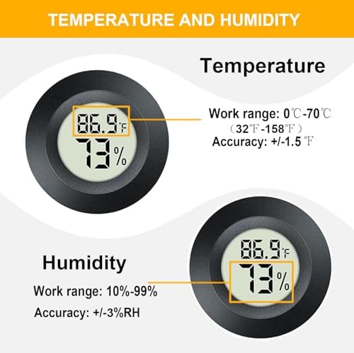 JEDEW 2 Pack Hygrometer Thermometer Digital Humidity Meter Indoor/Outdoor Humidity Monitor Reptile Thermo-Hygrometer for Greenhouse Humidors Terrarium Jars, Fahrenheit (℉) /Celsius(℃) (2)