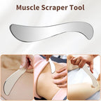 Muscle Scraper Tool, 4 in 1 Gua Sha Body Tool with Long Bar and Derma Edge for Physical Therapy, Multi-Functional Stainless Steel Gua Sha Tool with Storage Bag for Elbows, Wrists, Knees, and Back
