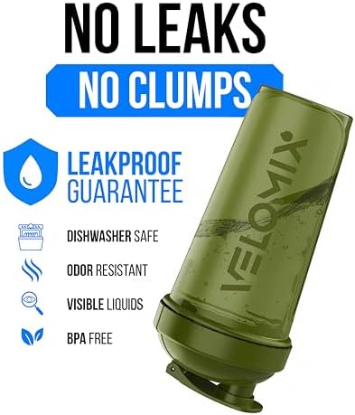 VELOMIX -3 PACK- 18 oz Protein Shaker Bottle for Protein Mixes - 1x Wire Whisk | Leak Proof Shaker Cups for Protein Shakes | Stackable Protein Shaker Bottle Pack | Dishwasher Safe