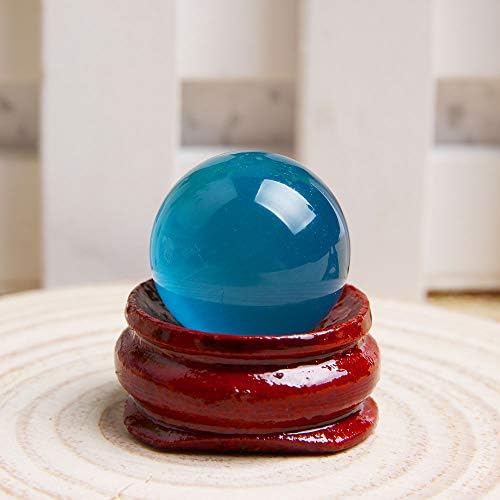 Acxico 1 Pcs Blue Cat's Eye Opal Natural Quartz Crystal Treatment Stone Spherical Ball 20mm Decor + Spherical Bracket