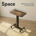 HUANUO Small Rolling Laptop Standing Desk, Height Adjustable Mobile T-Base Desk with Lockable Casters, Portable Sit-Stand Workstation for Bedside & Sofa, Walnut