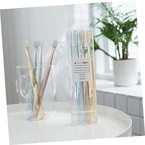 8pcs Crystal Transparent Soft Bristle Toothbrushes for Adults Ergonomic Slip Handle for Travel and Home Use in Two Boxes