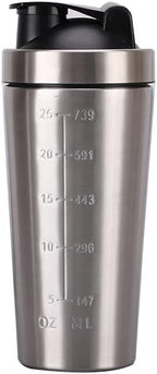 25-Ounce Stainless Steel Protein Shaker with Mixing Ball Wire Whisk, 25oz Mixing Bottle with Stainless Steel Mixer Ball Wire Whisk and Filter, Protein Shaker Shake Blender Ball