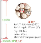6 INCH Cake Pop Lollipop Sticks, 100 Count, (Dia 4mm, Thick 5/32") Sucker Sticks for Truffles, Cookies, Candy, Chocolate Pop, Cake Topper (Not Craft Wood)