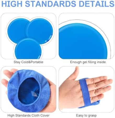 Gel Ice Pack Round Reusable Ice Packs for Injuries Hot and Cold Compress Pain Relief and Swelling Reduction 4 Pcs with 2 Covers