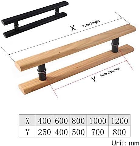 Barn Door Pull Handle,Wooden Glass Door Handle,Offices Screen Door Handle,Front Door Internal/External Handle Equipment 400Mm Hole to Hole/Black/1200Mm