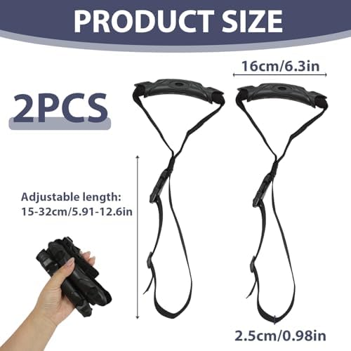 Car Handle Strap, 2 Pack Auto Cane Grab Bar with Adjustable Polyester Webbing and PVC Handles, Portable Standing Aid for Cars, Trucks, SUVs, Jeeps, Seniors, Pregnant Women and Injured Individuals