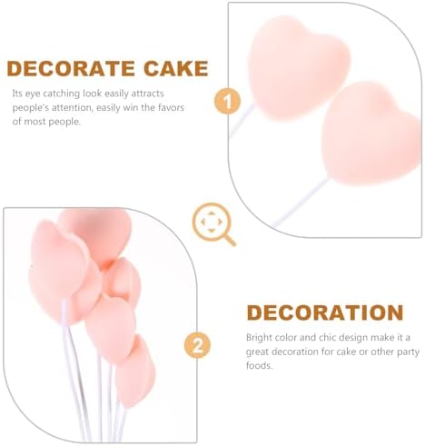 ABOOFAN 25pcs Pink Heart Cake Toppers Dessert Insert Party Decorations Birthday Wedding Cupcake Ornaments for Bridal Shower and Celebration
